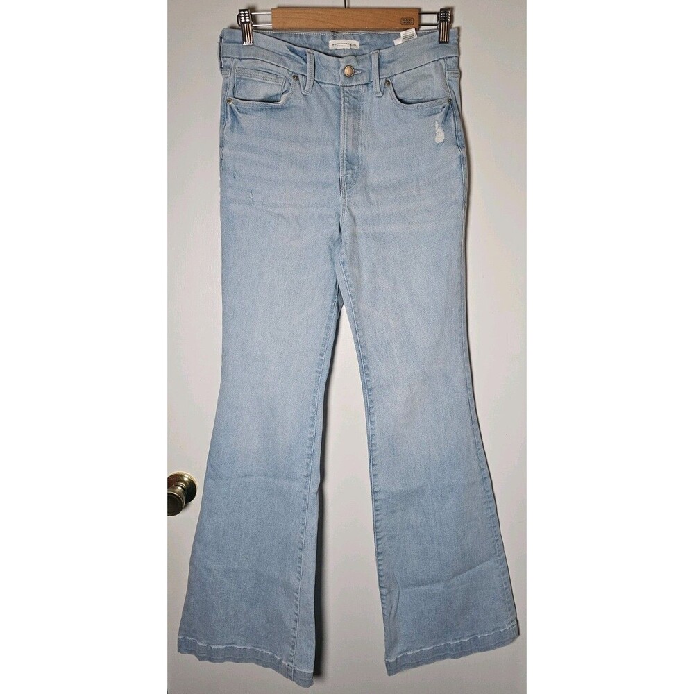 Good American Size 6-12 Always Fit Good Legs Flare Trouser Hem Denim Jeans Blue